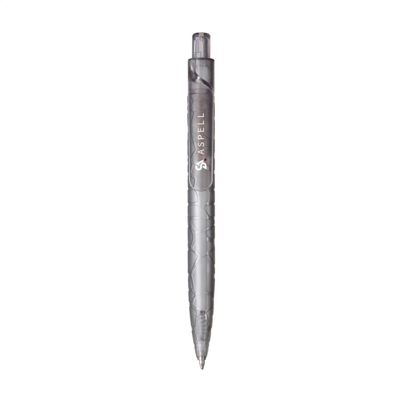 BottleWise balpen - rPET - blauwe inkt - reliëf patroon