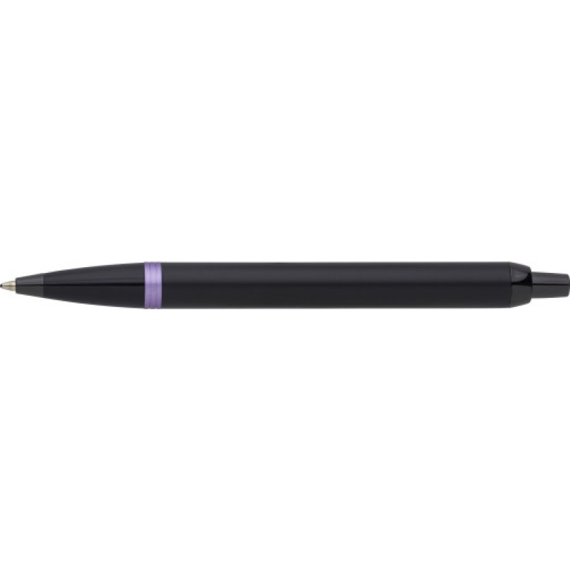Parker IM Vibrant rings balpen - metaal - blauwe inkt - klikmechanisme - geschenkverpakking