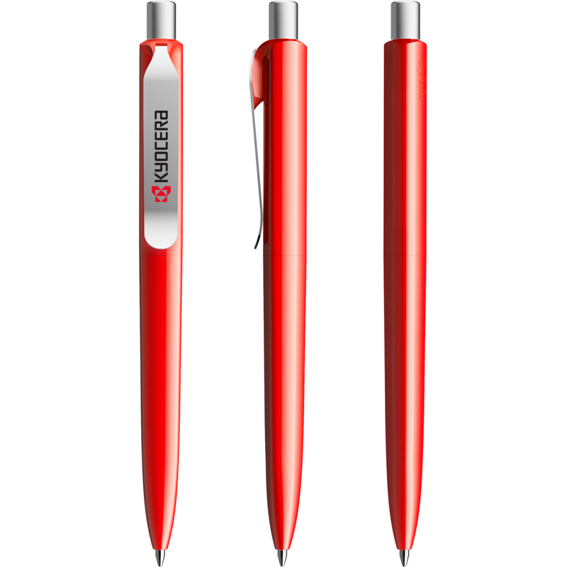 Prodir DS8 balpen - gerecycled kunststof - zwarte, blauwe inkt - metalen clip - polished