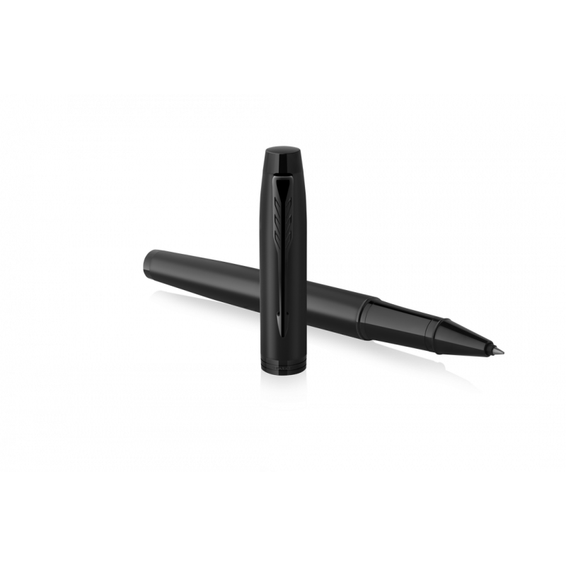Parker Roller IM achromatic balpen - RVS - zwarte inkt - matte afwerking - geschenkverpakking