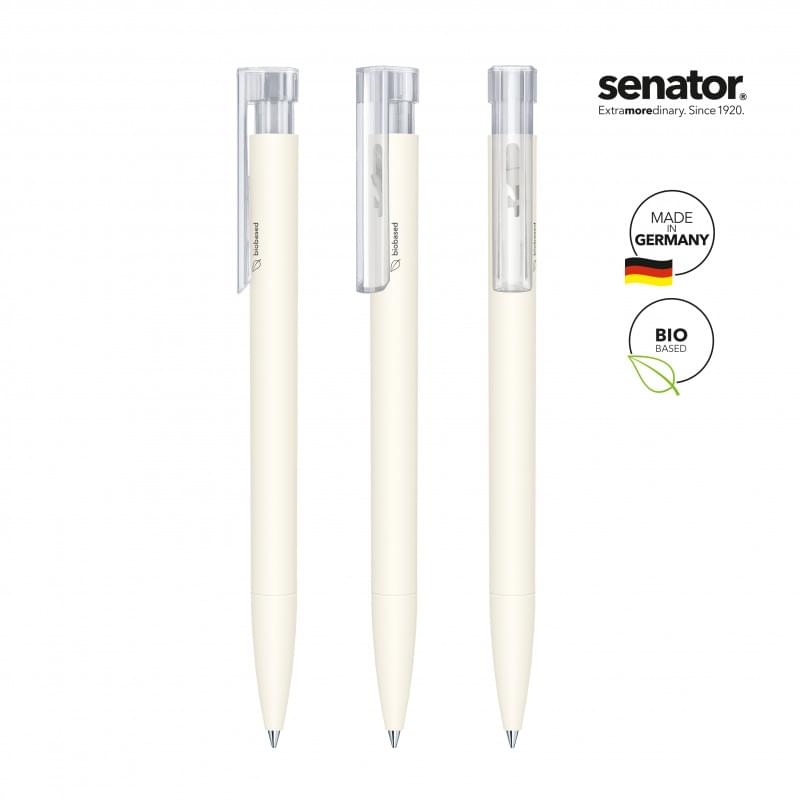 Senator Liberty balpen - biobased kunststof - zwarte, blauwe inkt - transparante clip