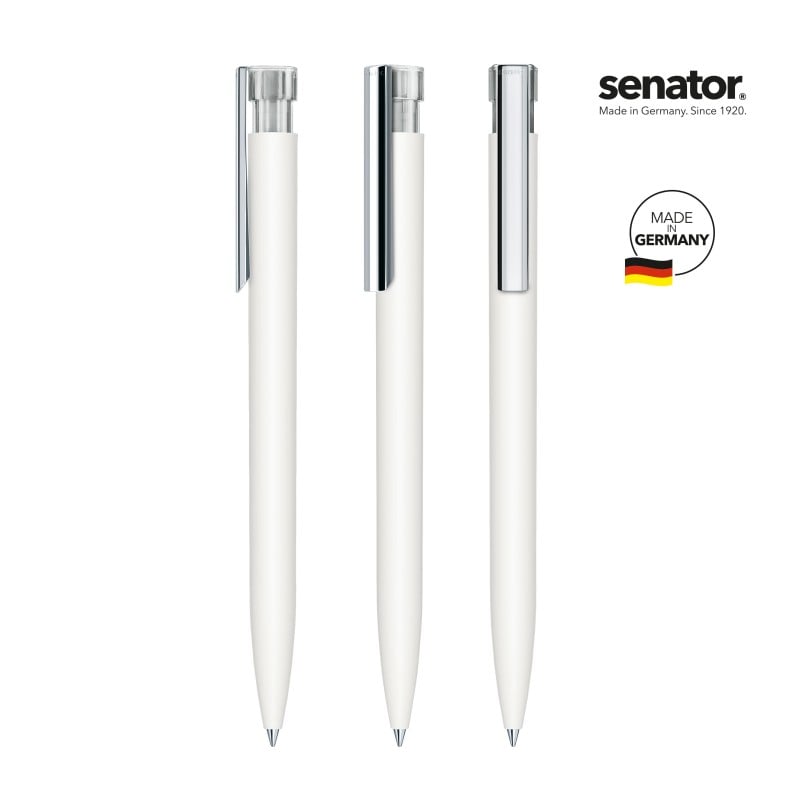 Senator Liberty S.touch balpen - kunststof - zwarte, blauwe inkt - soft touch - metalen clip