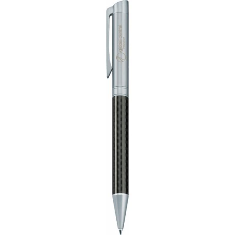 Senator Carbon line balpen - metaal - blauwe inkt - chroom details