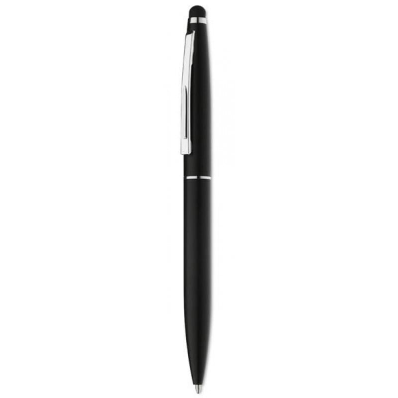 Quim stylus balpen - aluminium - blauwe inkt - matte afwerking - draaimechanisme