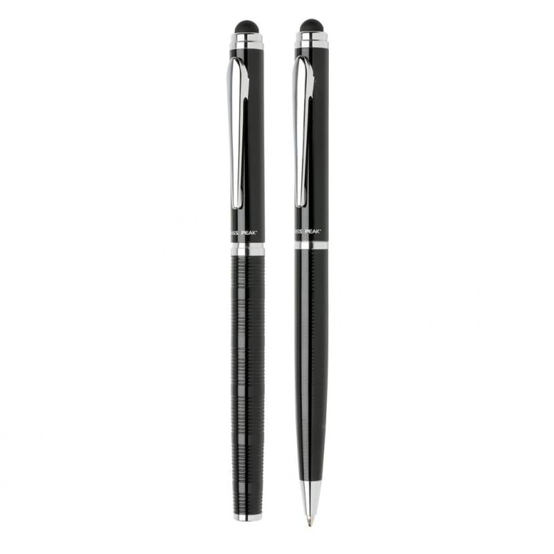 Swiss Peak pennenset - metaal - blauwe inkt - stylus balpen en stylus rollerbalpen - geschenkverpakking
