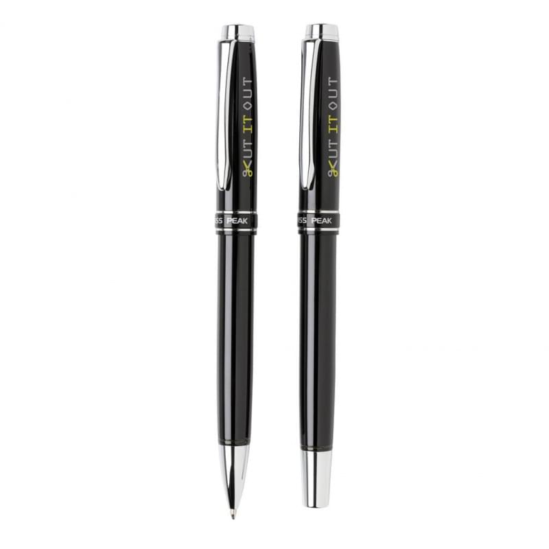 Swiss Peak Heritage pennenset - messing - blauwe inkt - balpen en rollerbalpen - geschenkverpakking