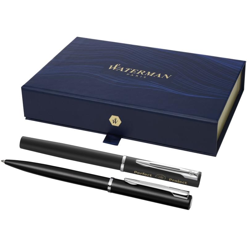 Waterman Allure set - metaal - rollerbalpen met zwarte inkt en balpen met blauwe inkt - geschenkverpakking 