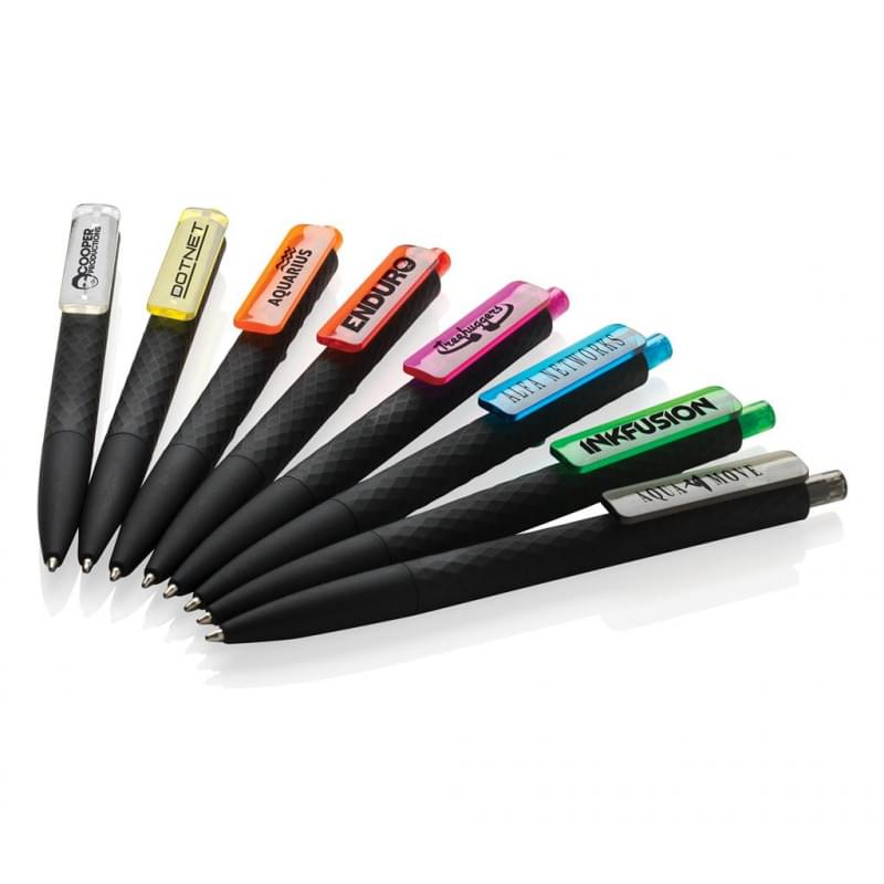 X3 balpen - kunststof - blauwe inkt - smooth touch - zwart