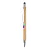Bayba stylus balpen - bamboe - blauwe inkt - metalen top, clip en punt
