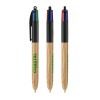 BIC® 4 Colours® balpen - gerecycled kunststof - hout stijl 