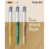 BIC® 4 Colours® balpen - gerecycled kunststof - hout stijl 