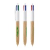 BIC® 4 Colours® balpen - gerecycled kunststof - hout stijl 