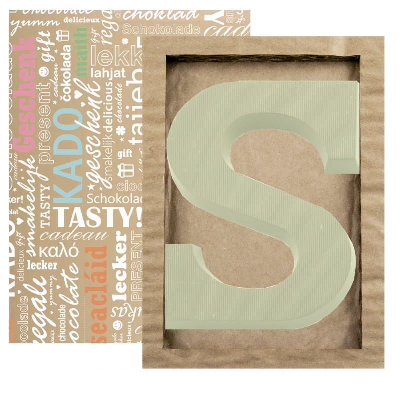 Chocoladeletter S Wit - eco verpakking