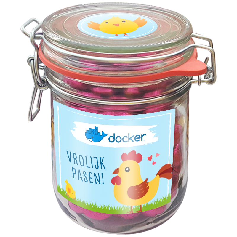 Chocolade paaseitjes - 200 gram - melk, puur en wit - in glazen weckpot