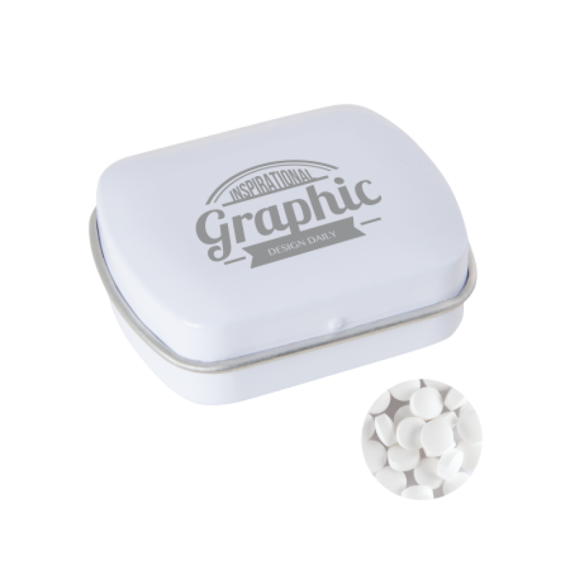 Klein blik met ca. 10 gr. extra strong suikervrije `triangle` mints