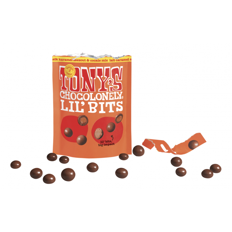 Tony's Chocolonely Lil'Bits chocolade mix - 120 gram - melk karamel zeezout en cookie mix - onbedrukt