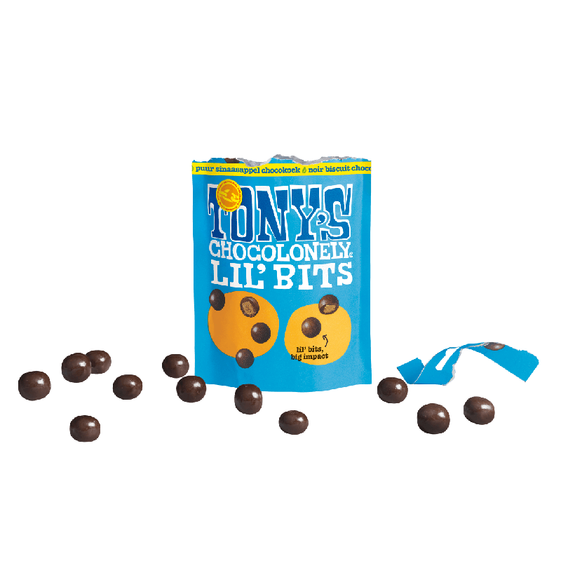 Tony's Chocolonely Lil'Bits chocolade - 120 gram - puur sinaasappel chocokoek - onbedrukt