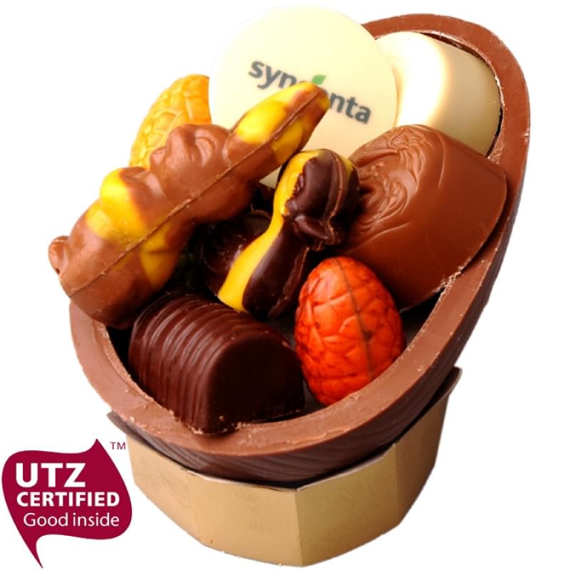 Chocolade paaseischaal - 250 gram - melk, puur en wit