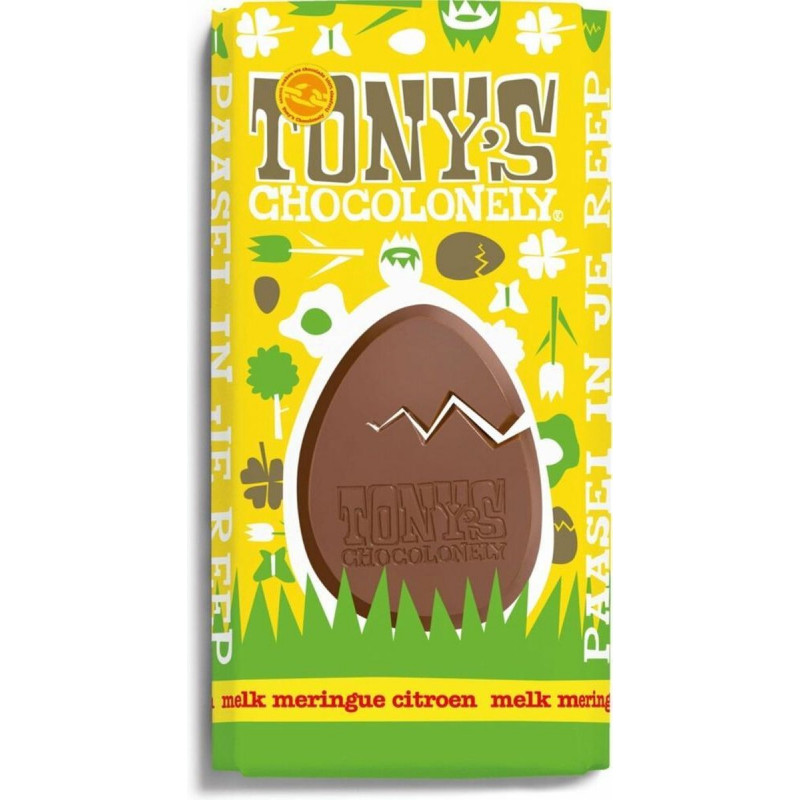 Tony's Chocolonely paas chocoladereep - 180 gram - melk meringue citroen - gepersonaliseerde wikkel