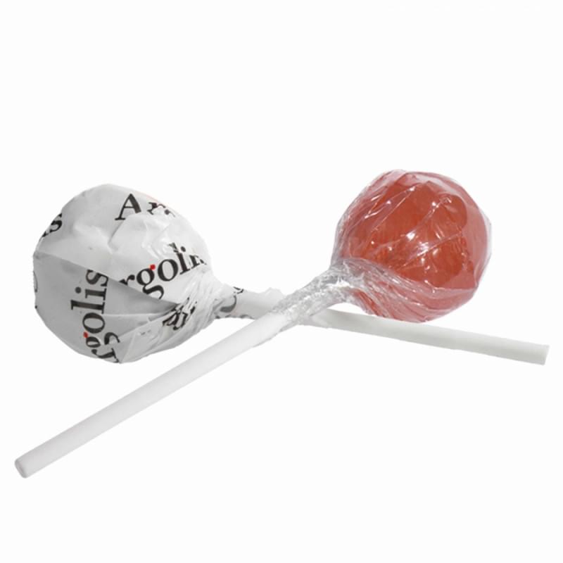 Ronde lolly in witte folie - all over bedrukt - diverse smaken