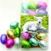 Chocolade paaseitjes - 150 gram - melk, puur en wit - postdoosje met bandenrol
