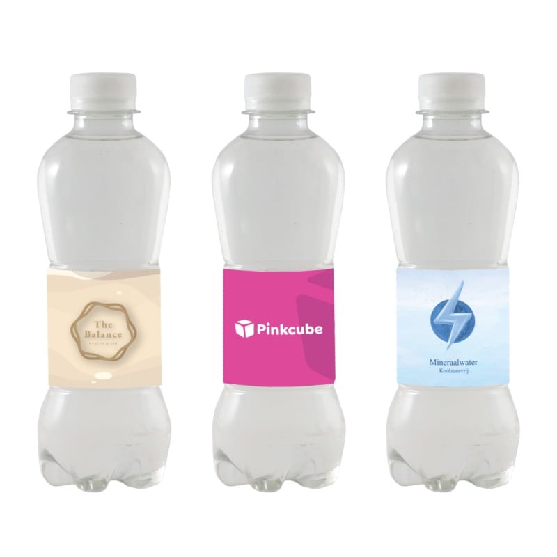 Waterflesje mineraalwater 330 ml - rPET - transparante dop