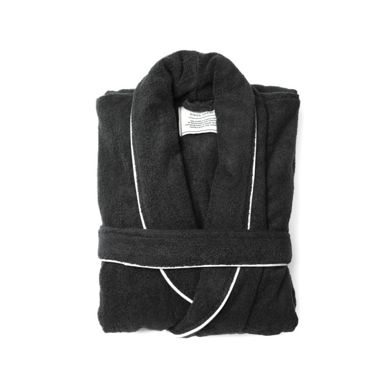 VINGA Harper badjas - S/M - katoen - 450 g/m² - brede kraag - Oeke-Tex
