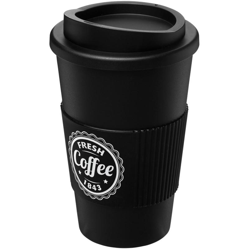 Americano® beker 350ml - PP - dubbelwandig - met schroefdeksel en siliconen sleeve