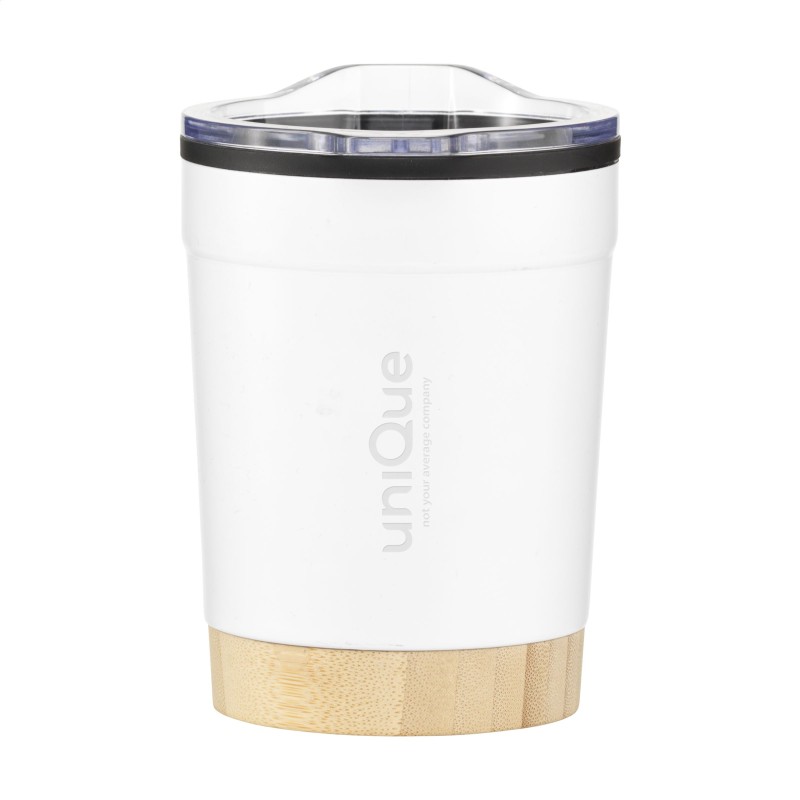 Kobe Bamboo thermosbeker 350 ml - gerecycled RVS - dubbelwandig - push-on deksel - afsluitbaar