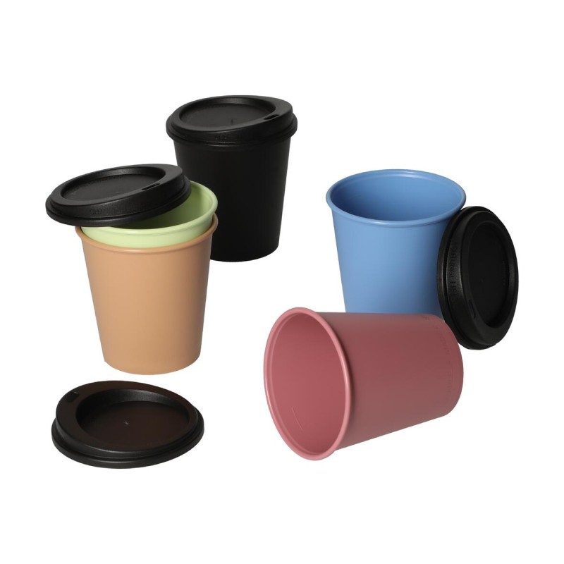 Koffiebeker met deksel 200ml - plastic - herbruikbaar - vaatwasserbestendig