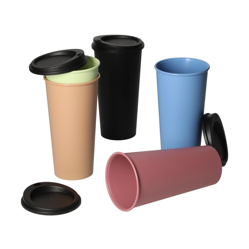 Koffiebeker met deksel 400ml - plastic - herbruikbaar - vaatwasserbestendig