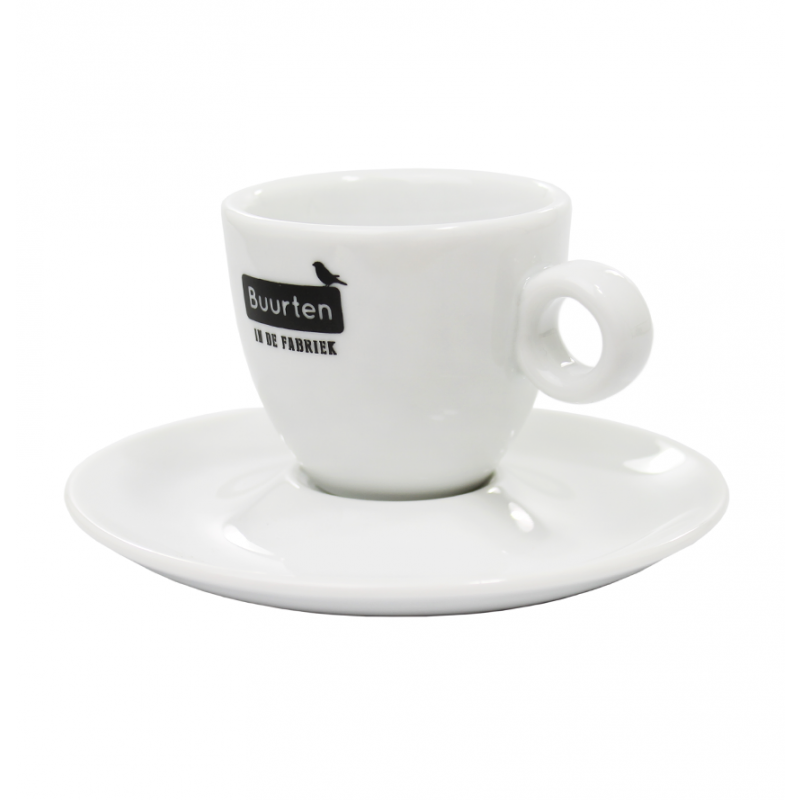 Espresso kop en schotel - 80ml - porselein - wit - klein oortje