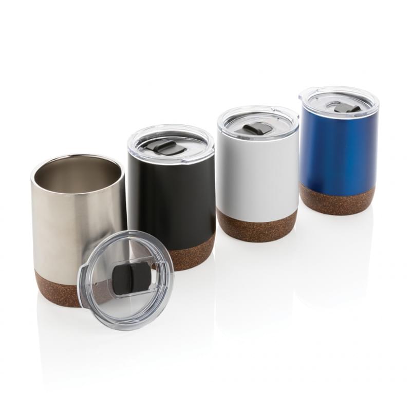 Koffiebeker met kurk 180 ml - gerecycled RVS - morsbestendig - vacuüm isolatie