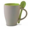 Mok 300ml - keramiek - gekleurde binnenkant met lepel 