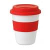 Beker 350ml - PP - met gekleurde siliconen deksel en gripband