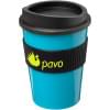 Americano® beker 300ml - PP - dubbelwandig - met drukdeksel en siliconen sleeve