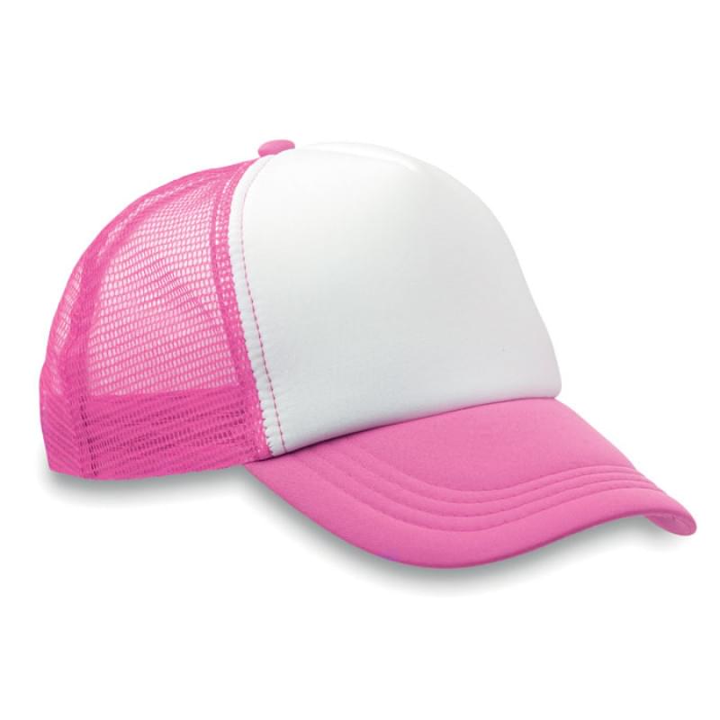 Trucker baseball cap - polyester - 5 panelen - gekleurde klep - druksluiting