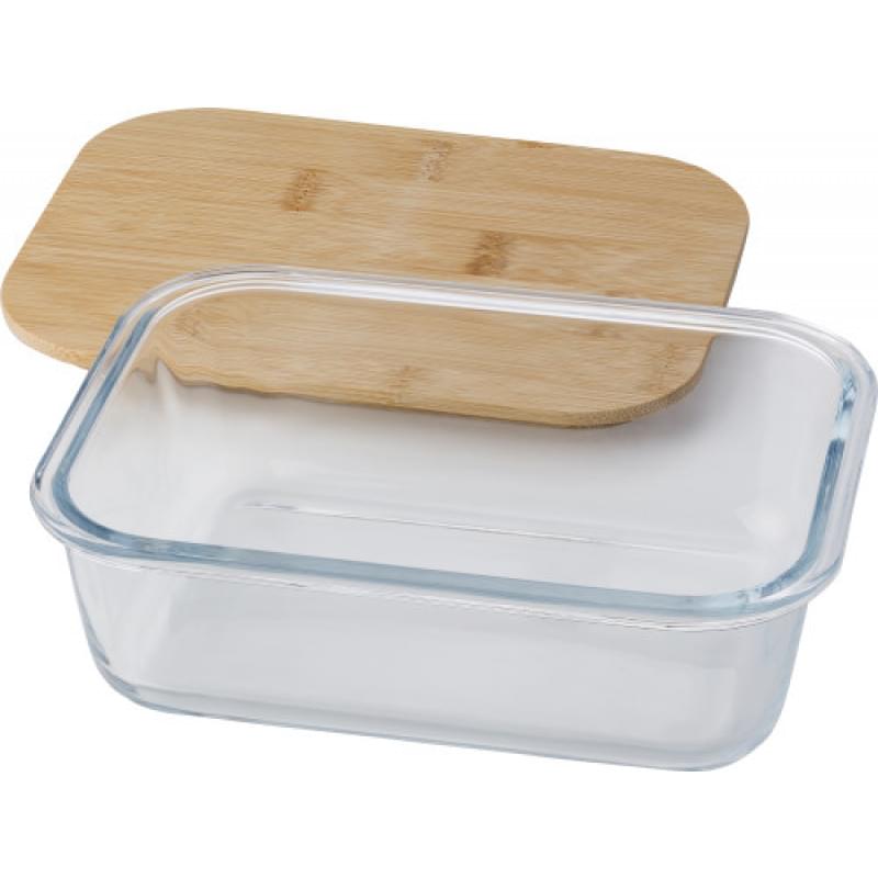 Nicole lunchbox 900ml - glas - bamboe deksel - siliconen band