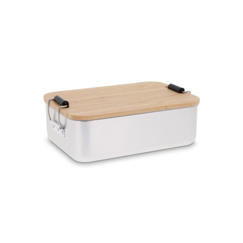 Lunchbox 1L - aluminium - bamboe deksel