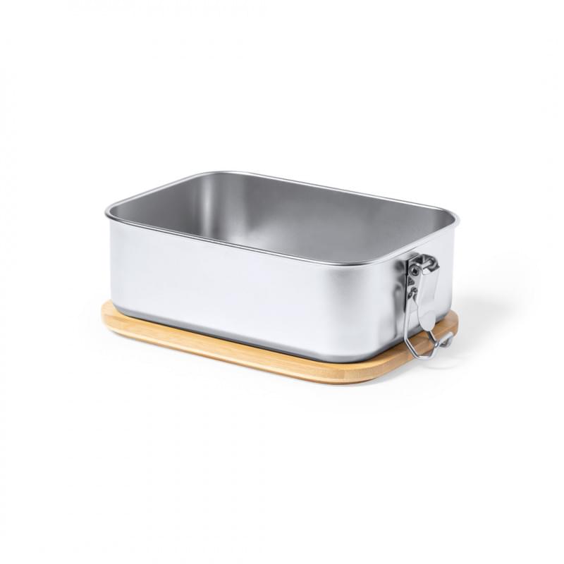 Plastil lunchbox 800ml - RVS - bamboe deksel - veiligheidssluiting