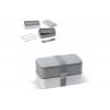 Bento lunchbox 1250ml - PP - 2 compartimenten - inclusief bestek