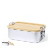 Plastil lunchbox 800ml - RVS - bamboe deksel - veiligheidssluiting