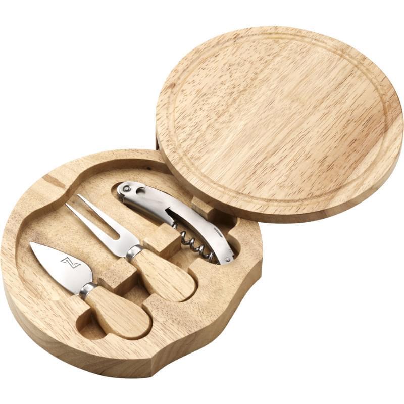 Kaasplankset Ø 18,5 cm - grenen hout - 4-delig
