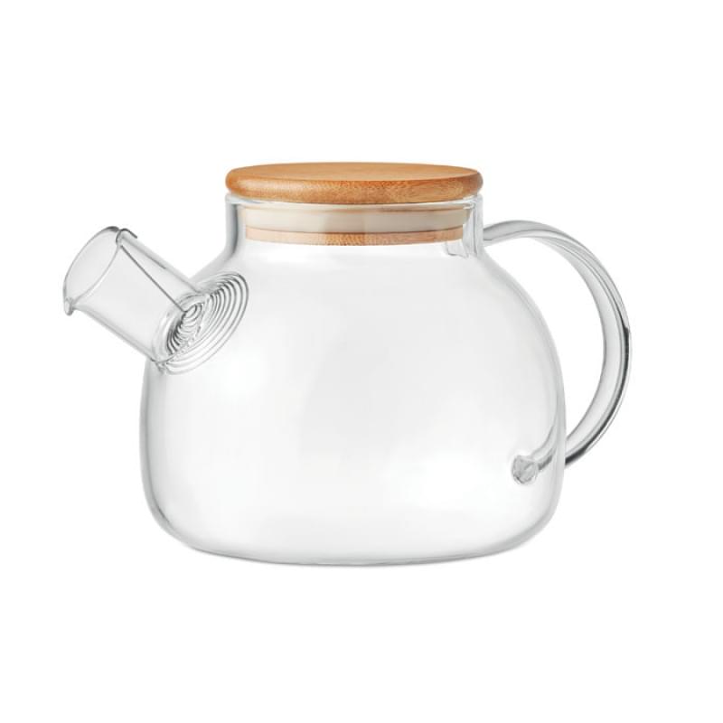 Glazen theepot 850ml - borosilicaatglas - bamboe deksel
