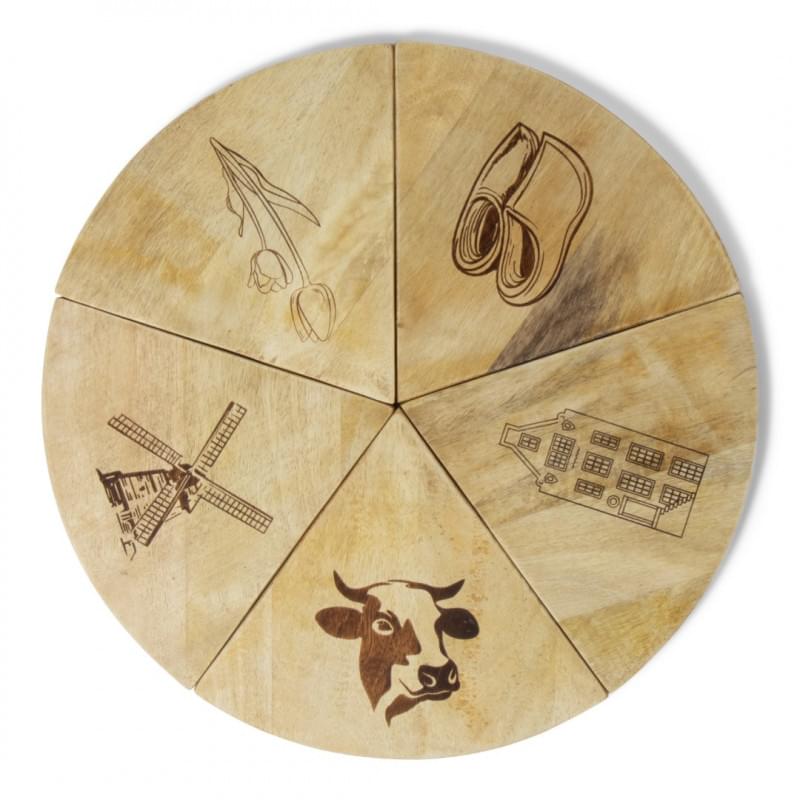JENS Living serveerplank Ø 40 cm - mango hout- 5-delig