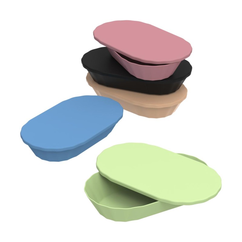 Snack schaal met deksel - 20,4x11,9 cm - plastic - herbruikbaar