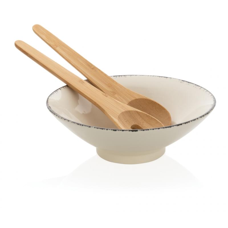 Ukiyo slakom - Ø 25 cm - keramiek - bamboe bestek