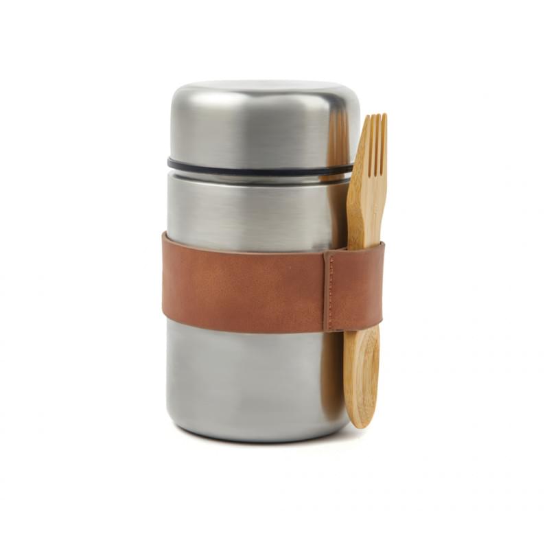 VINGA Miles voedsel thermoscontainer 500ml - RVS - lekvrij - inclusief houten lepel
