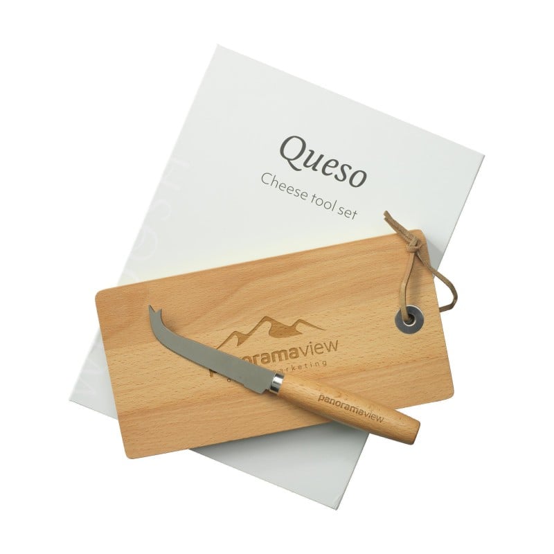 Wooosh kaasplankset – FSC beukenhout plank & mes – compacte borrelset