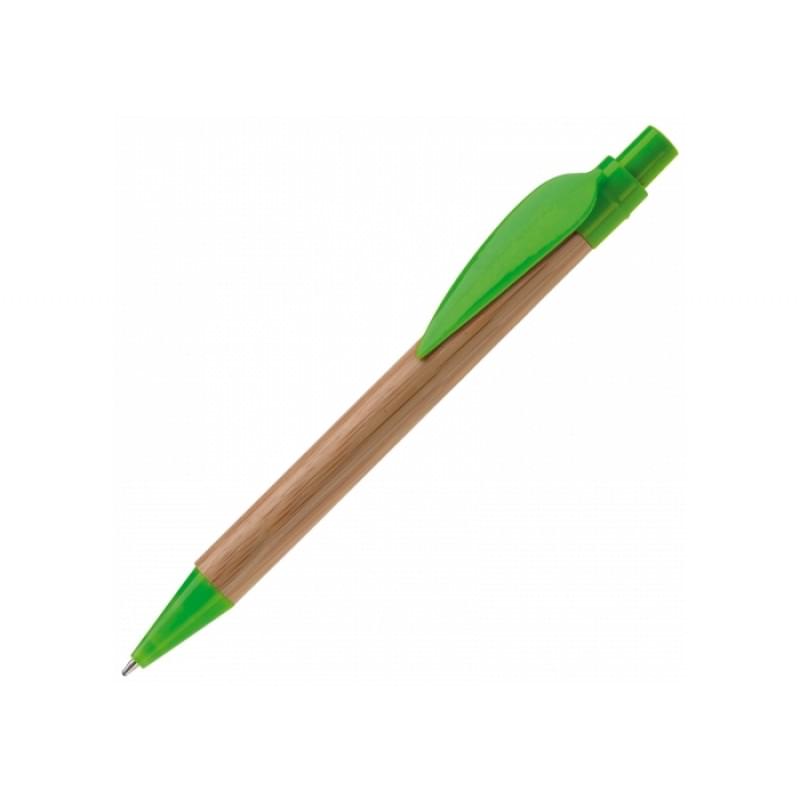 Leaf balpen - bamboe - zwarte inkt - gekleurde clip en punt - ECO